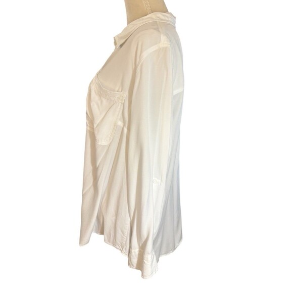 Casa Cabana Long Roll Tab Sleeves Women's 1X White Button Down 100% Rayon - Picture 3 of 16